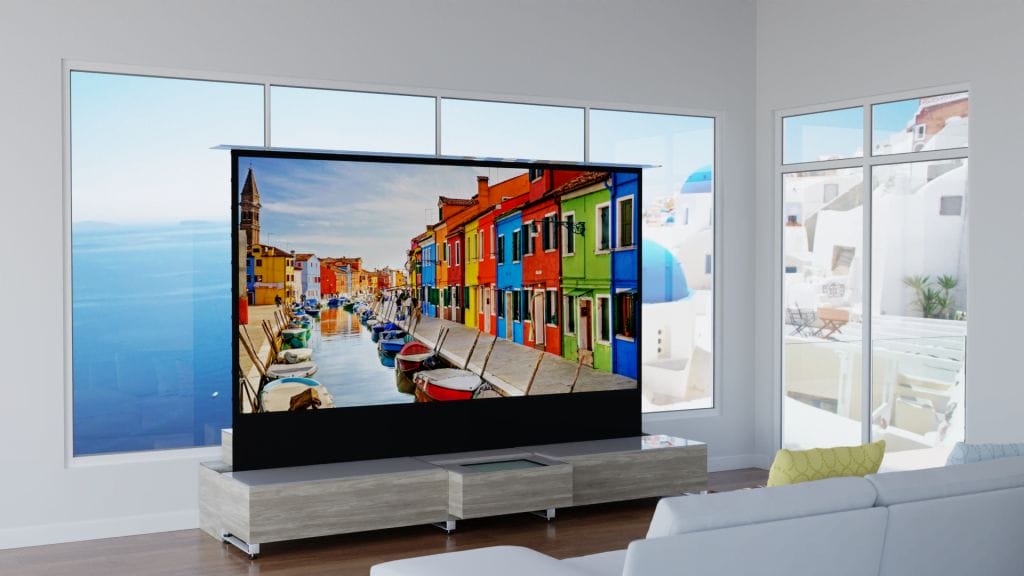 Big Projector Screen Cabinets: Our Top 5 Picks 4 Ares 120' Rising Screen | projector entertainment center